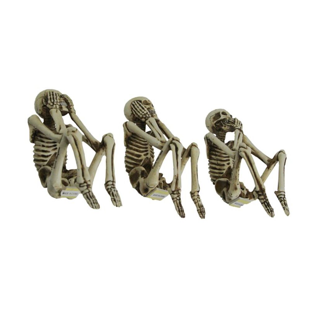 Resin Hear See Speak No Evil Skeleton Shelf Sitter Figurines Home Decor Statues